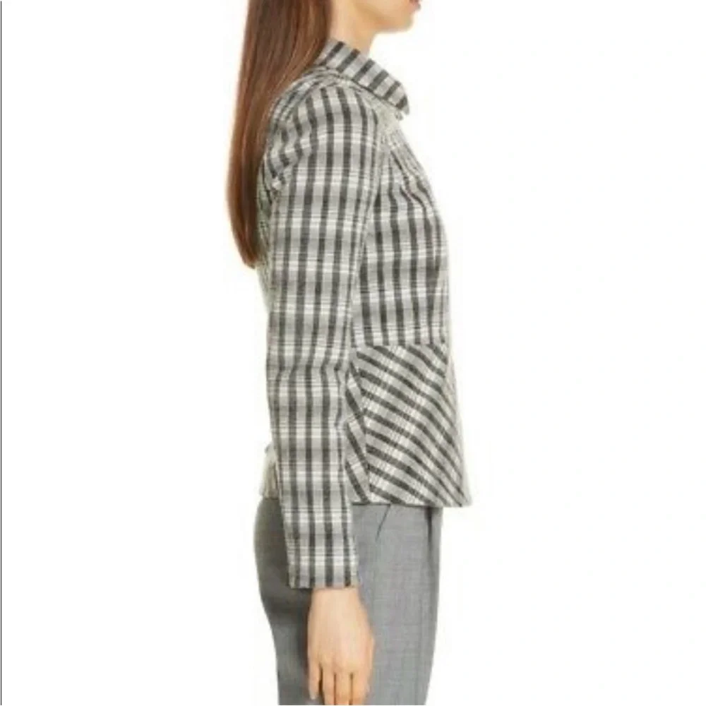 NWT Lewit Black/Ivory Chandler Plaid Peplum Coat Blazer Jacket Size XL - Picture 2 of 7
